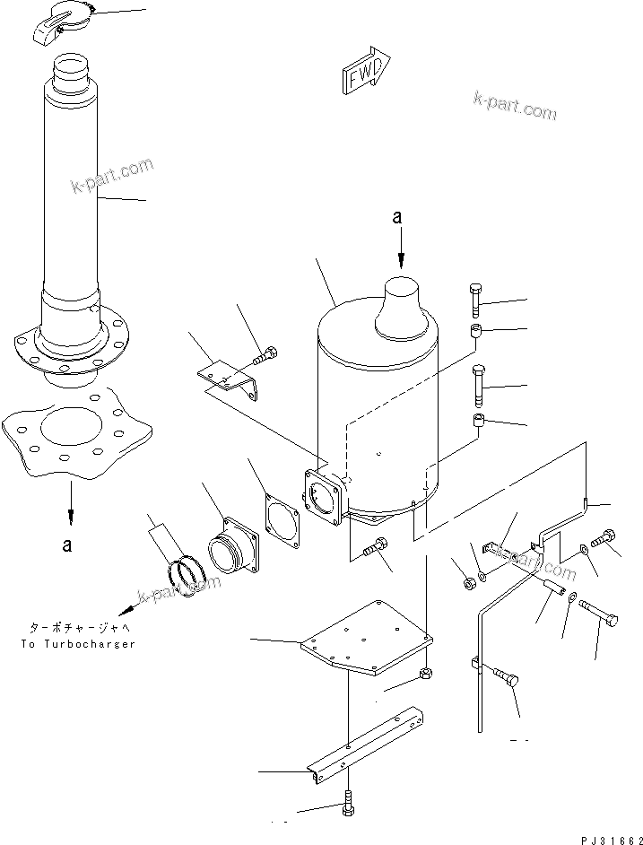 Komatsu parts book diagram for SA6D140E-2B-7 S/N 22537-UP: MUFFLER(#22537-26672)