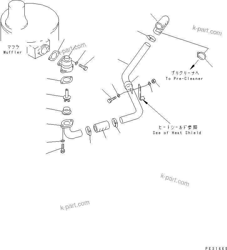 Komatsu parts book diagram for SA6D140E-2B-7 S/N 22537-UP: EJECTOR PIPING(#22537-26672)