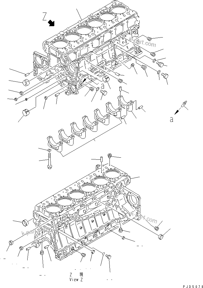 Komatsu parts book diagram for SA6D140E-2B-7 S/N 22537-UP: CYLINDER BLOCK (1/2)(#26660-)