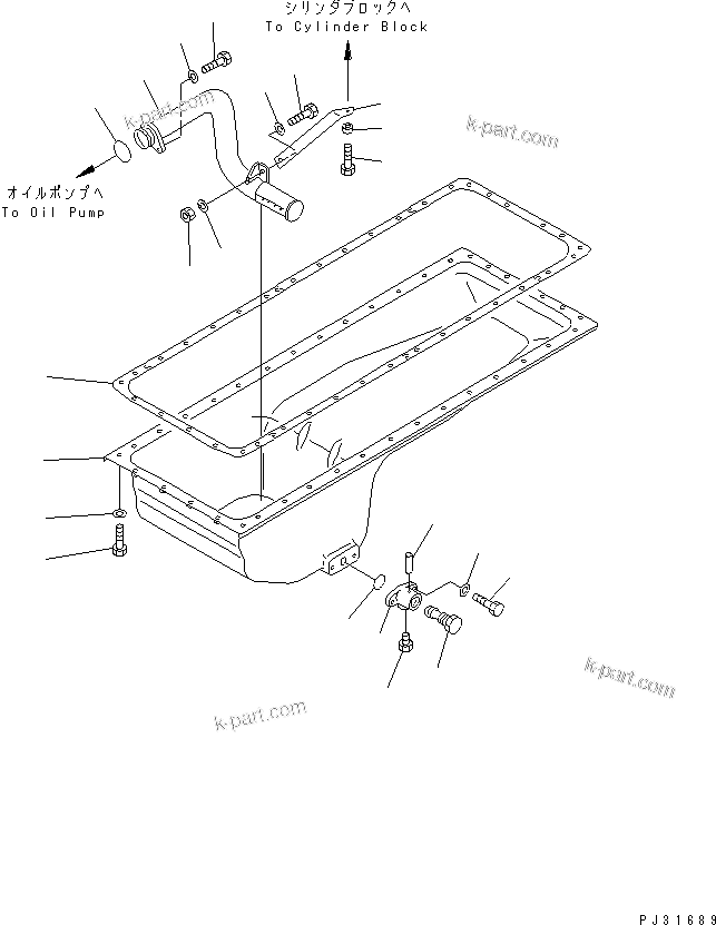 Komatsu parts book diagram for SA6D140E-2B-7 S/N 22537-UP: OIL PAN AND SUCTION TUBE