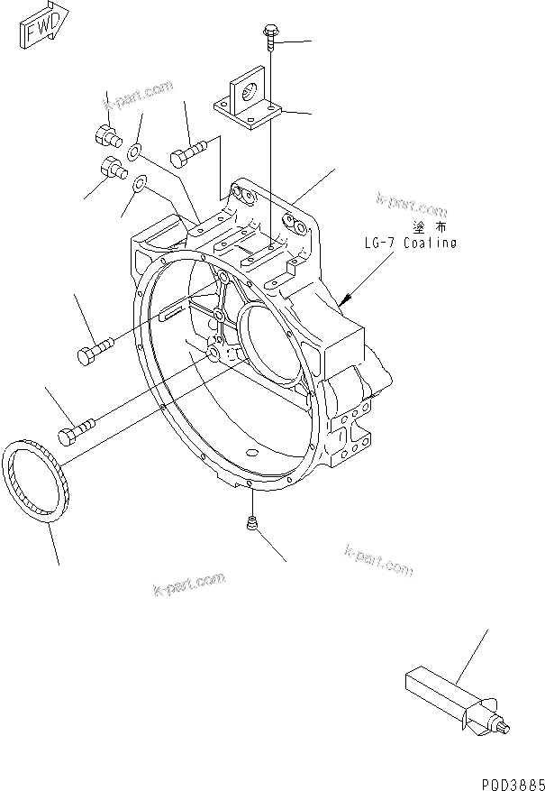 Komatsu parts book diagram for SA6D140E-2B-7 S/N 22537-UP: FLYWHEEL HOUSING(#25887-)