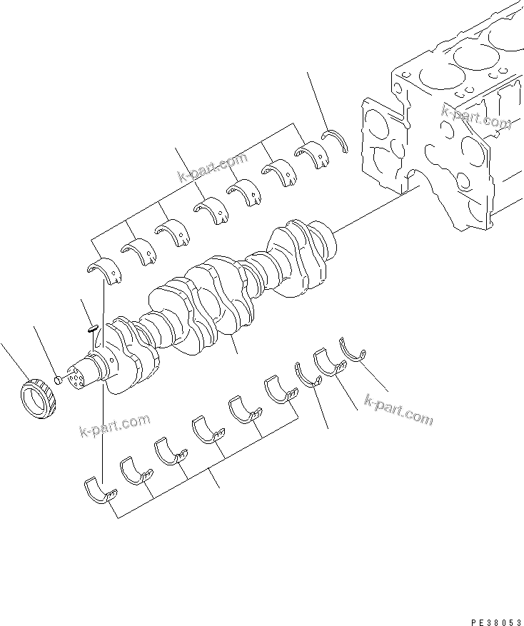 Komatsu parts book diagram for SA6D140E-2B-7 S/N 22537-UP: CRANKSHAFT