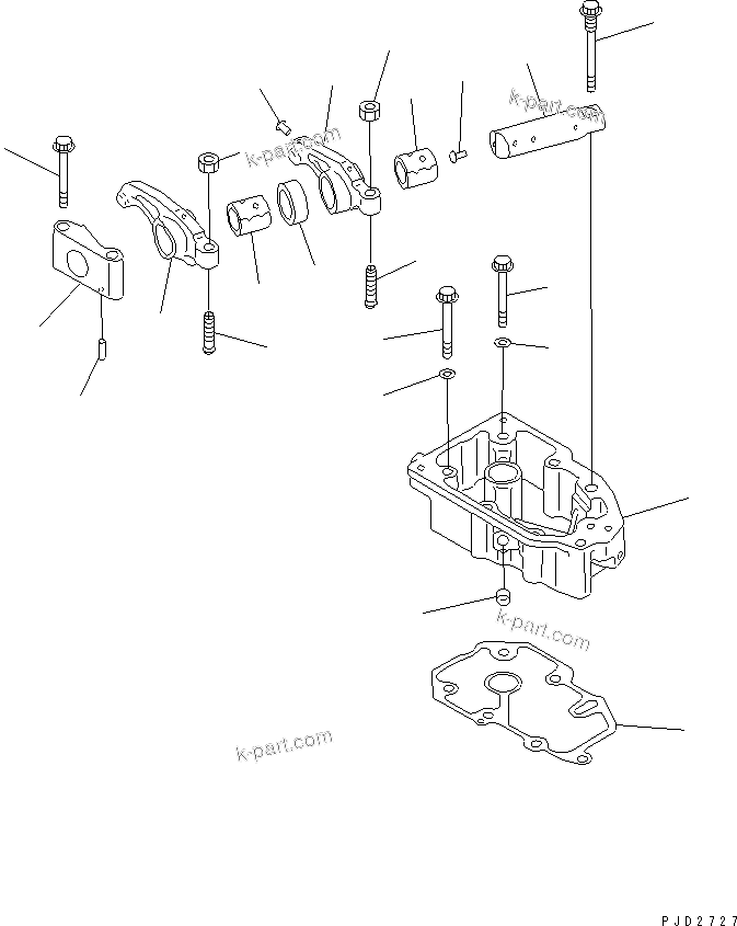 Komatsu parts book diagram for SA6D140E-2B-7 S/N 22537-UP: ROCKER ARM AND HOUSING(#24649-26074)