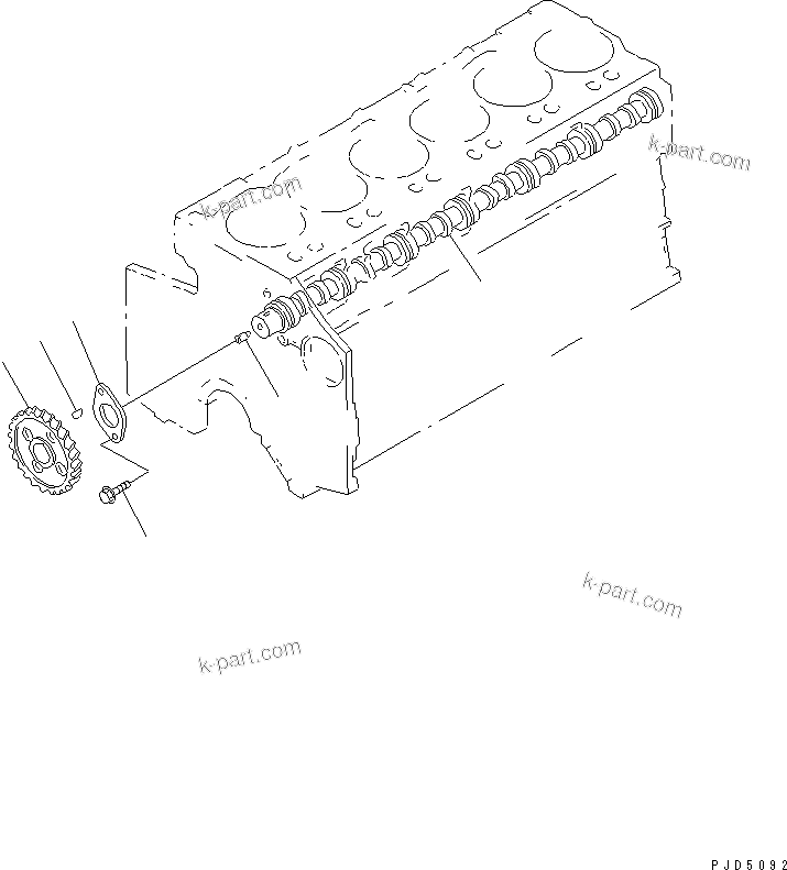 Komatsu parts book diagram for SA6D140E-2B-7 S/N 22537-UP: CAMSHAFT(#26075-)