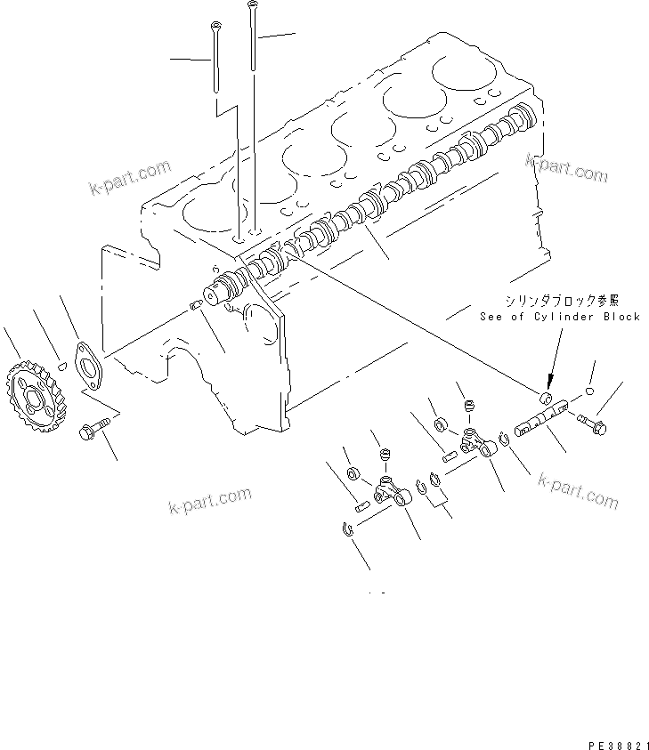 Komatsu parts book diagram for SA6D140E-2B-7 S/N 22537-UP: CAMSHAFT AND CAMFOLLOWER(#24649-26074)
