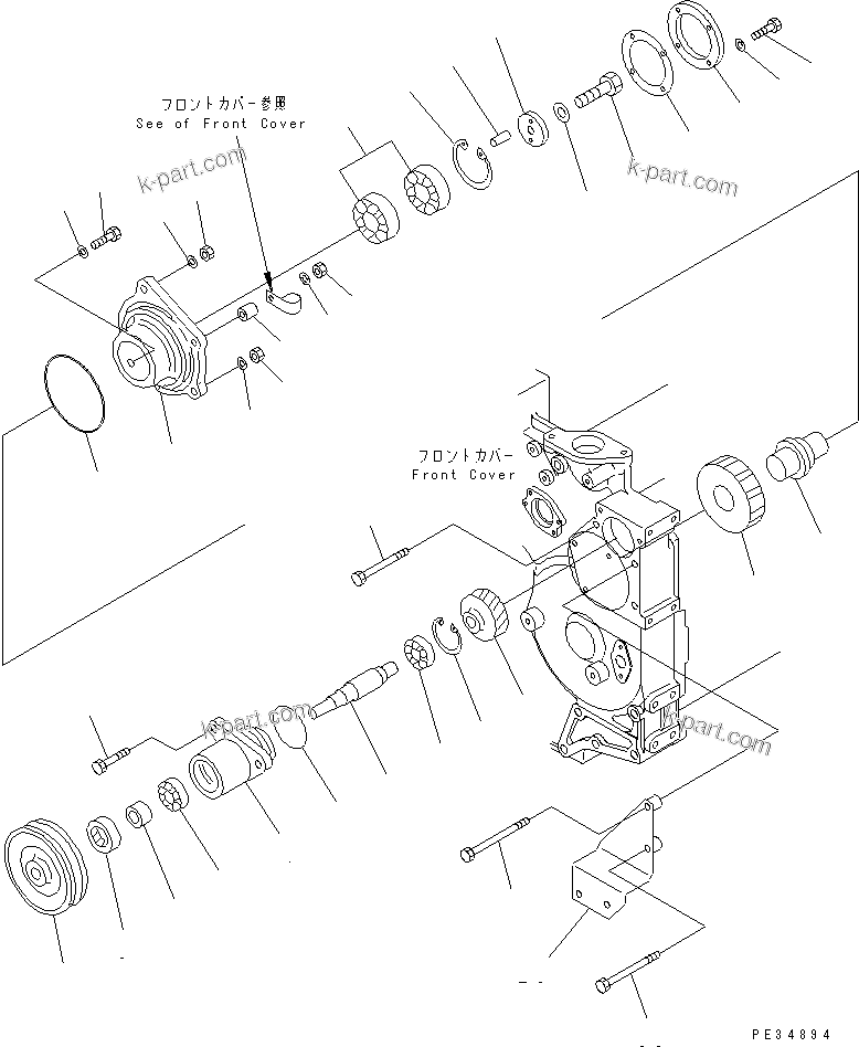 Komatsu parts book diagram for SA6D140E-2B-7 S/N 22537-UP: FRONT POWER TAKE OFF