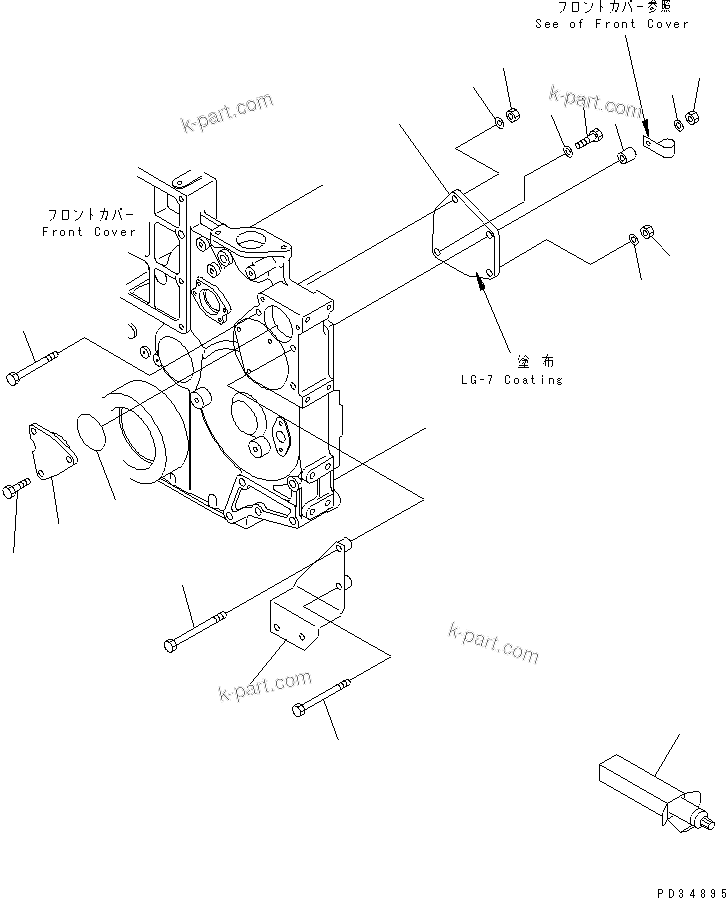 Komatsu parts book diagram for SA6D140E-2B-7 S/N 22537-UP: FRONT POWER TAKE OFF (WITHOUT FRONT POWER TAKE OFF)