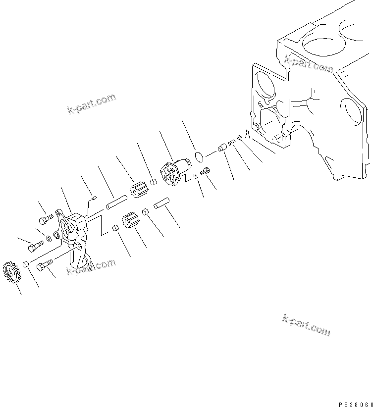 Komatsu parts book diagram for SA6D140E-2B-7 S/N 22537-UP: OIL PUMP(#22537-35114)