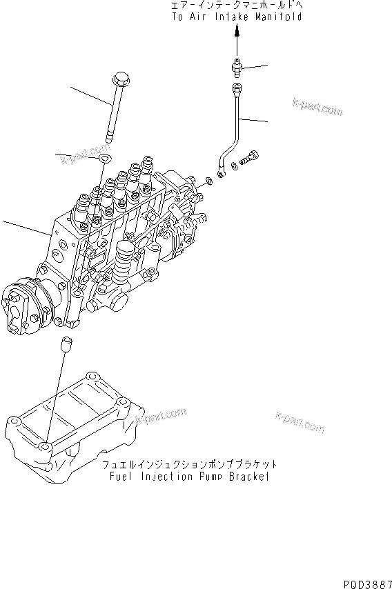 Komatsu parts book diagram for SA6D140E-2B-7 S/N 22537-UP: FUEL INJECTION PUMP MOUNTING (EC DYNAMIC NOISE SUPPRESSION SPEC.)(#26244-)