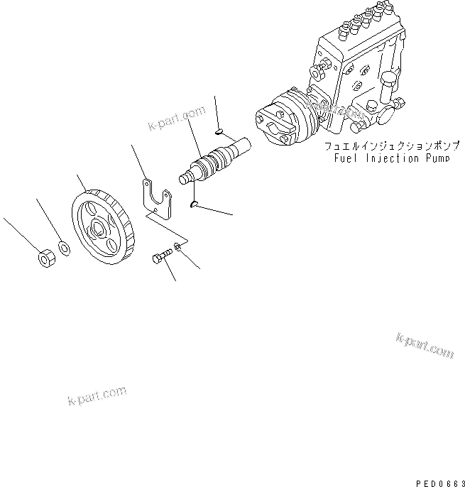 Komatsu parts book diagram for SA6D140E-2B-7 S/N 22537-UP: FUEL INJECTION PUMP DRIVE(#22653-)