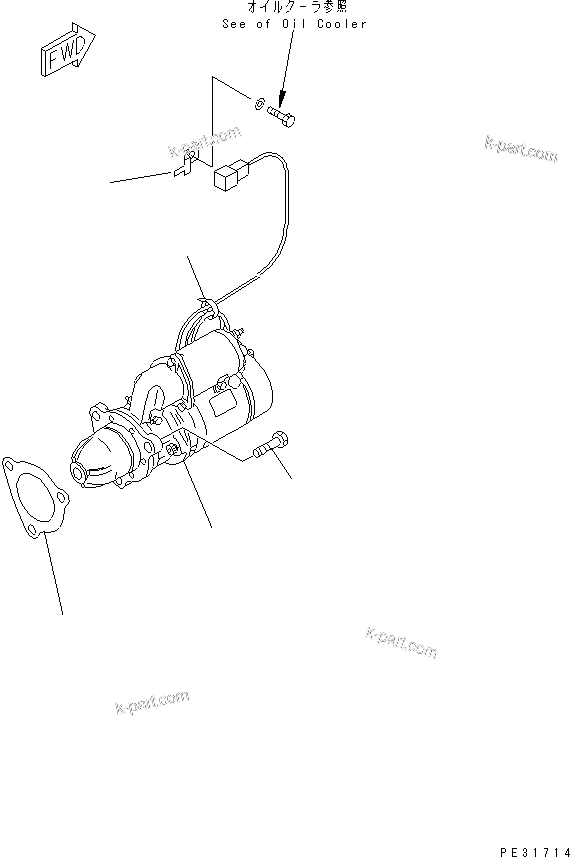 Komatsu parts book diagram for SA6D140E-2B-7 S/N 22537-UP: STARTING MOTOR MOUNTING (11KW)(#26660-)