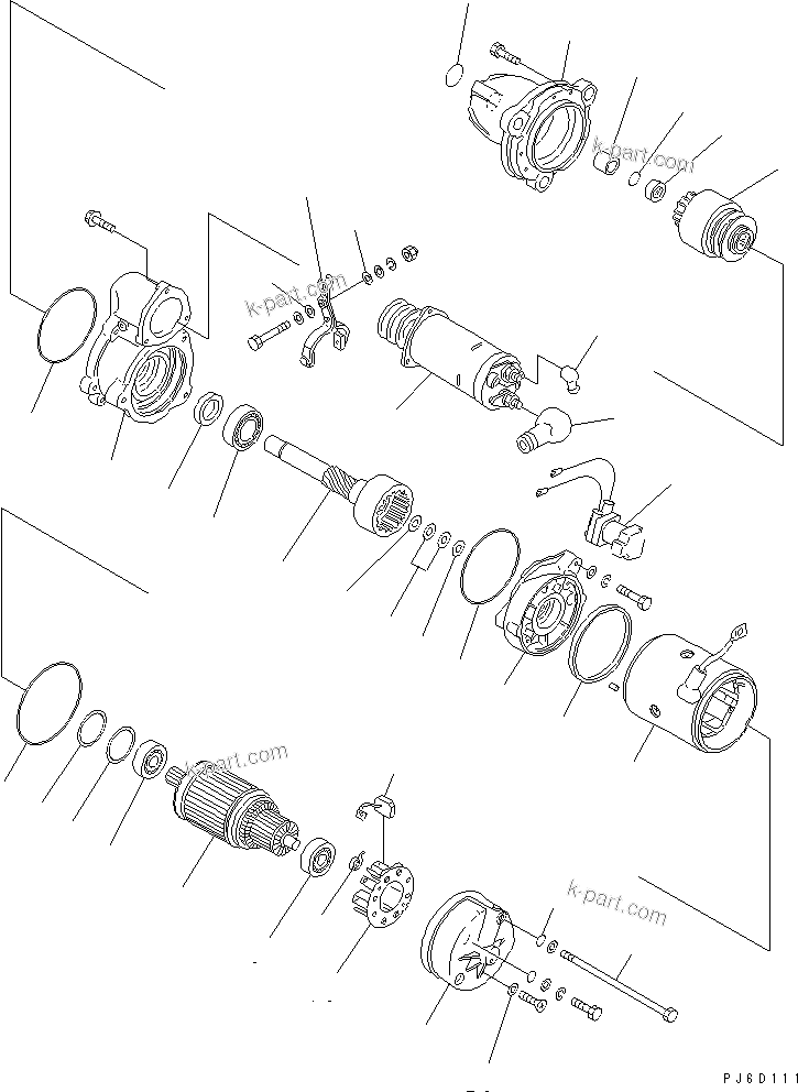 Komatsu parts book diagram for SA6D140E-2B-7 S/N 22537-UP: STARTING MOTOR (11KW) (INNER PARTS)(#26660-30451)