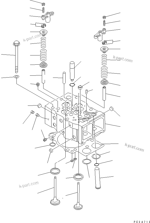 Komatsu parts book diagram for SA6D170E-2A S/N 17353-UP: CYLINDER HEAD