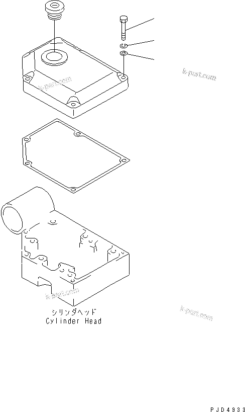 Komatsu parts book diagram for SA6D170E-2A S/N 17353-UP: HEAD COVER RELATAD PARTS(#19340-)