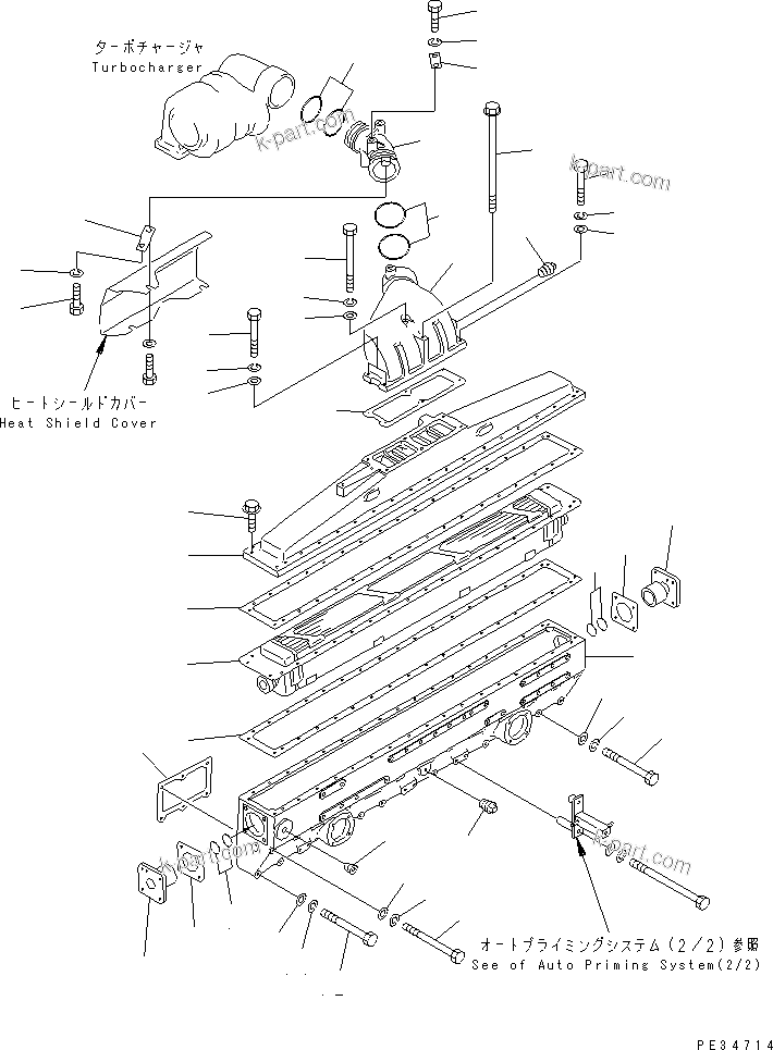 Komatsu parts book diagram for SA6D170E-2A S/N 17353-UP: AIR INTAKE MANIFOLD AND AFTER COOLER