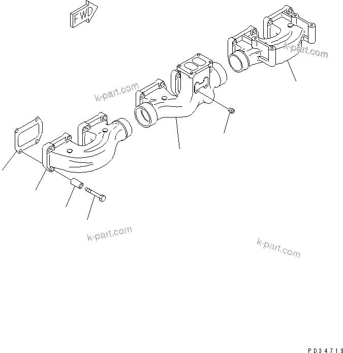 Komatsu parts book diagram for SA6D170E-2A S/N 17353-UP: EXHAUST MANIFOLD