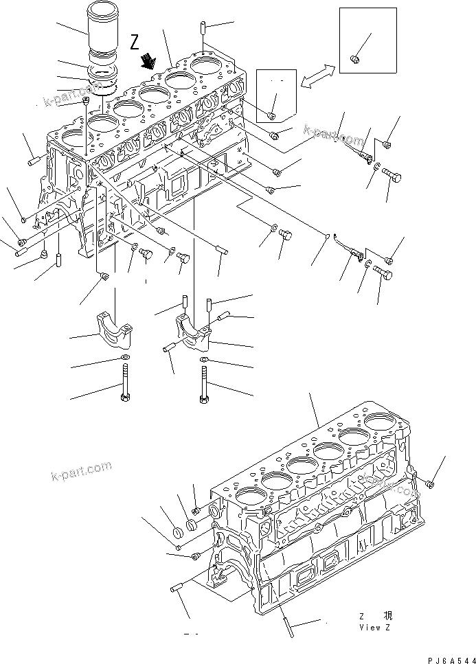 Komatsu parts book diagram for SA6D170E-2A S/N 17353-UP: CYLINDER BLOCK(#19340-)