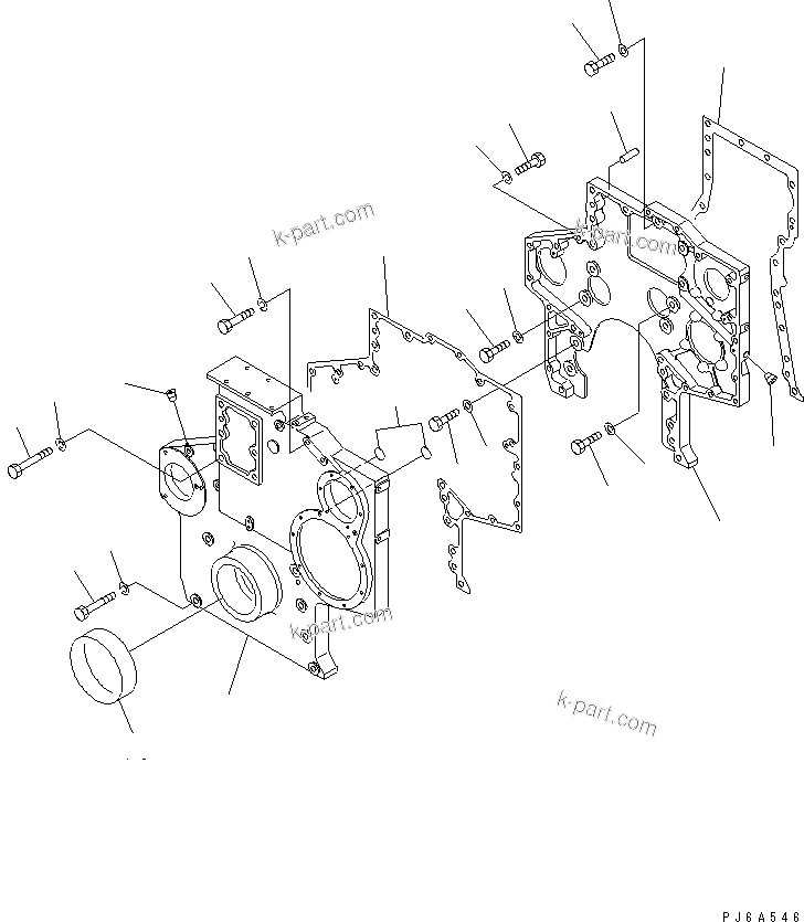 Komatsu parts book diagram for SA6D170E-2A S/N 17353-UP: FRONT COVER(#19340-)