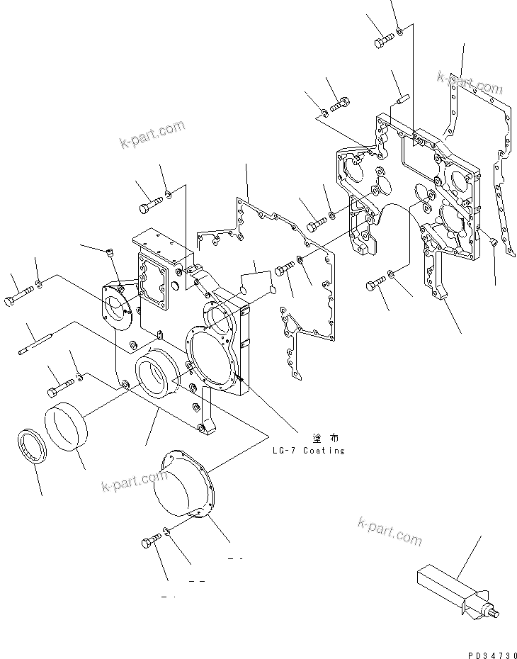 Komatsu parts book diagram for SA6D170E-2A S/N 17353-UP: FRONT COVER(#17353-19339)