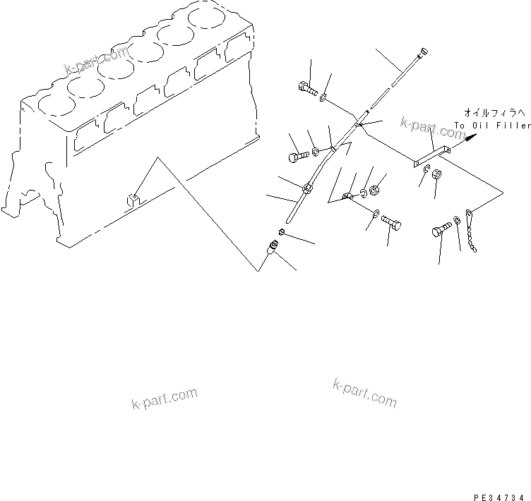 Komatsu parts book diagram for SA6D170E-2A S/N 17353-UP: OIL GAUGE