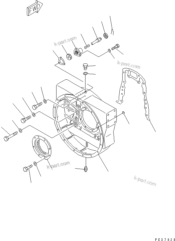 Komatsu parts book diagram for SA6D170E-2A S/N 17353-UP: FLYWHEEL HOUSING(#17358-)