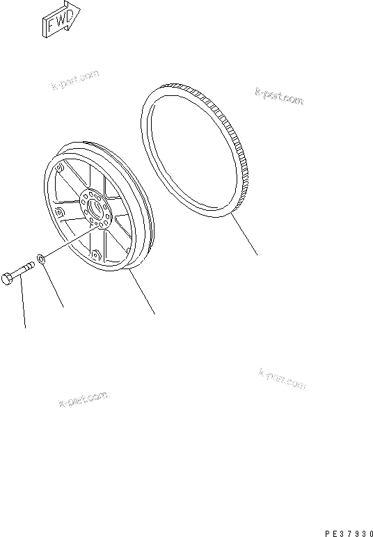 Komatsu parts book diagram for SA6D170E-2A S/N 17353-UP: FLYWHEEL