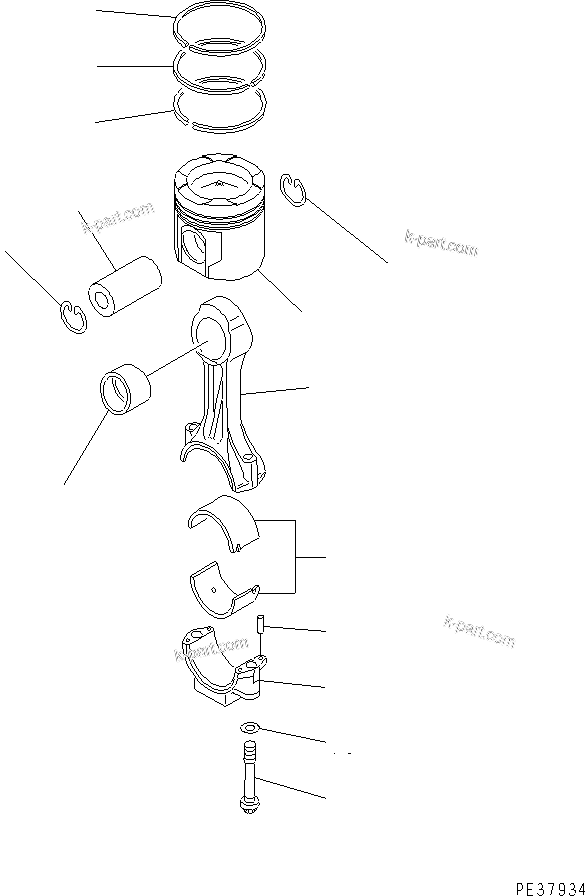 Komatsu parts book diagram for SA6D170E-2A S/N 17353-UP: PISTON