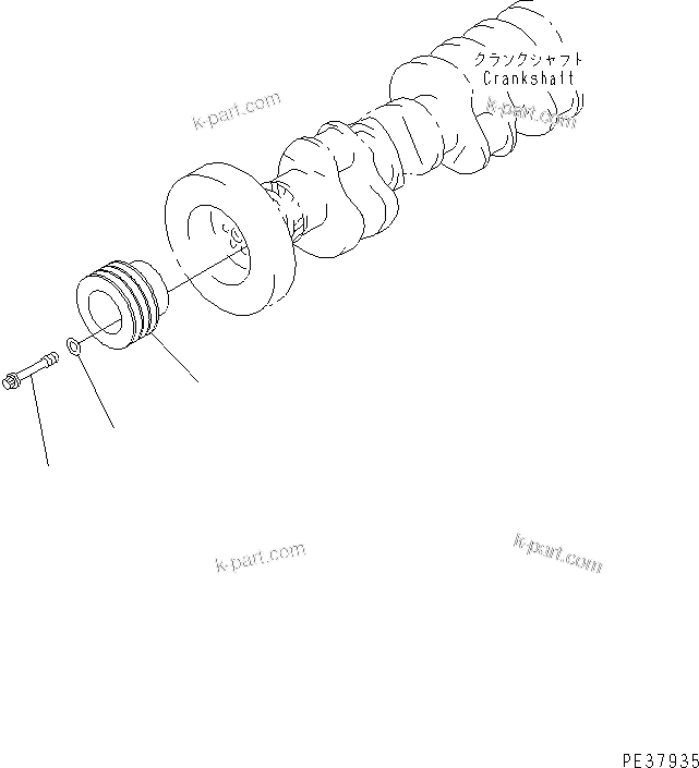 Komatsu parts book diagram for SA6D170E-2A S/N 17353-UP: CRANK PULLEY