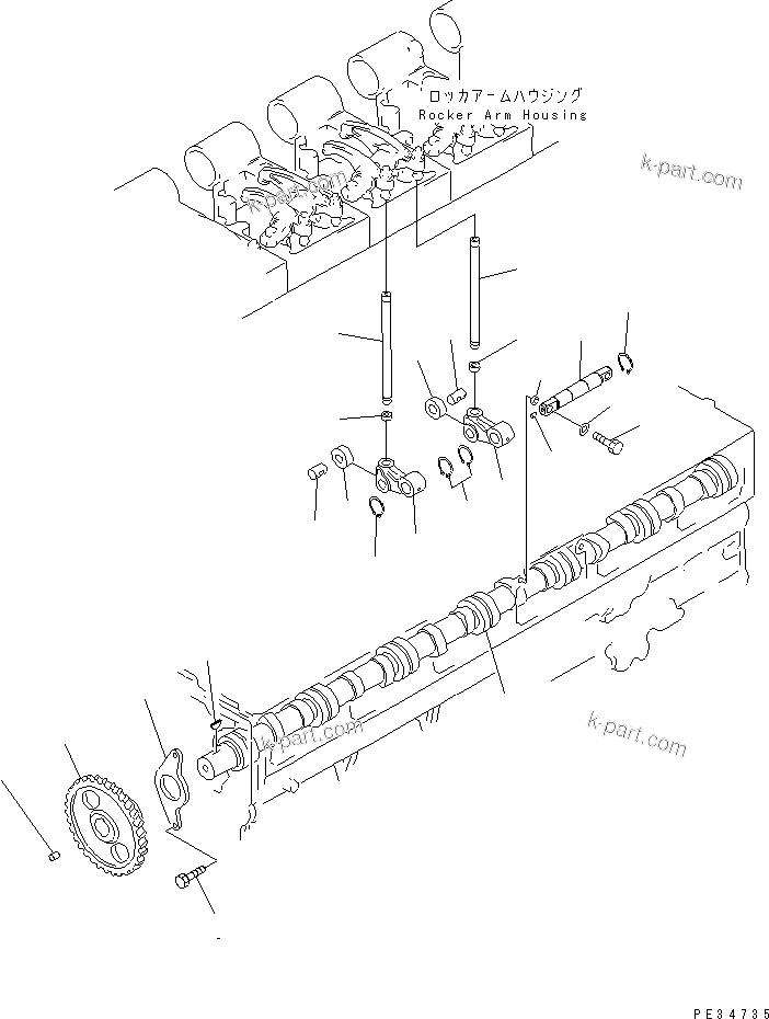 Komatsu parts book diagram for SA6D170E-2A S/N 17353-UP: CAMSHAFT AND CAMFOLLOWER(#17353-19339)
