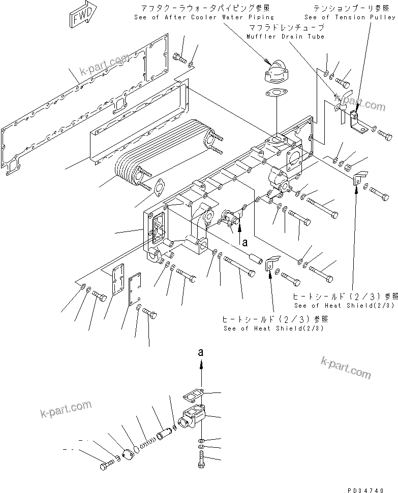 Komatsu parts book diagram for SA6D170E-2A S/N 17353-UP: LUBRICATING OIL COOLER(#17353-19339)