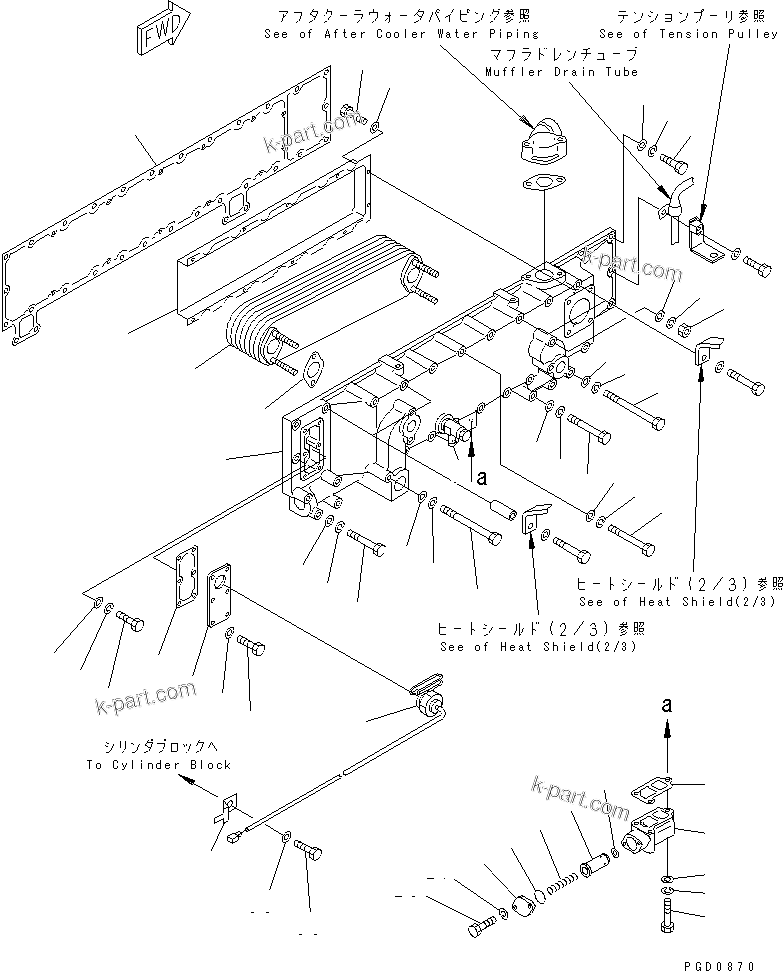 Komatsu parts book diagram for SA6D170E-2A S/N 17353-UP: LUBRICATING OIL COOLER (WITH WATER HEATER)(#17353-19339)