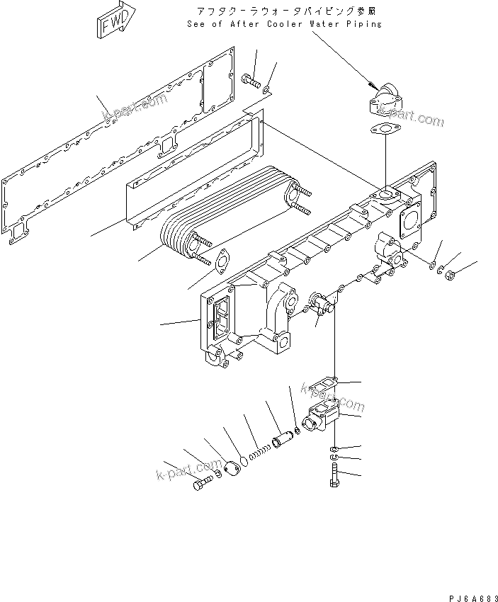 Komatsu parts book diagram for SA6D170E-2A S/N 17353-UP: LUBRICATING OIL COOLER(#19340-)