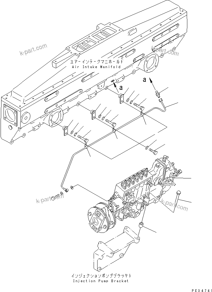 Komatsu parts book diagram for SA6D170E-2A S/N 17353-UP: FUEL INJECTION PUMP MOUNTING