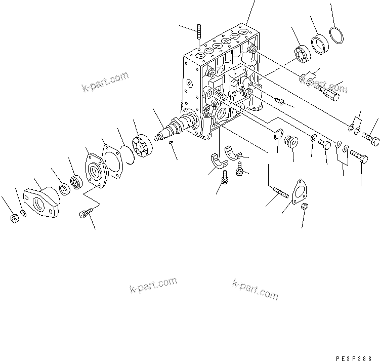 Komatsu parts book diagram for SA6D170E-2A S/N 17353-UP: FUEL INJECTION PUMP (PUMP) (1/2) (INNER PARTS)