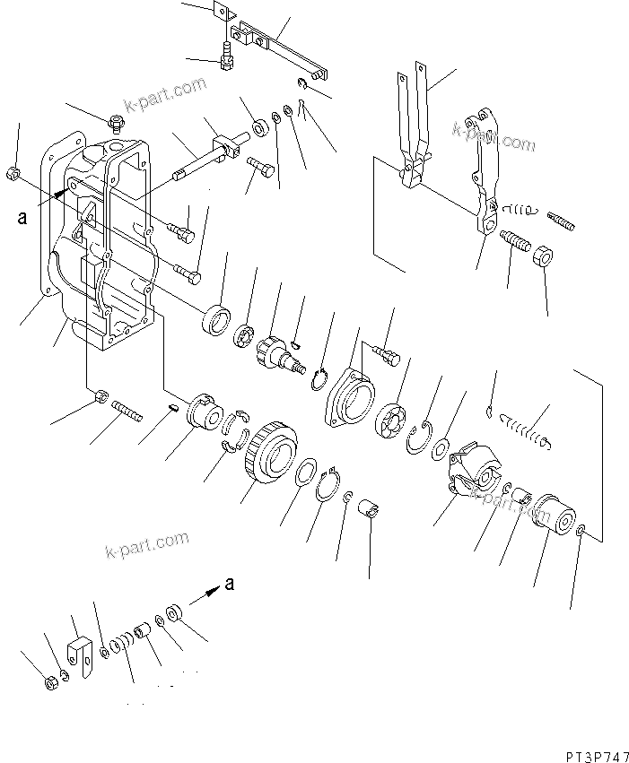 Komatsu parts book diagram for SA6D170E-2A S/N 17353-UP: FUEL INJECTION PUMP (GOVERNOR) (1/3) (WITH STOP LEVER) (INNER PARTS)