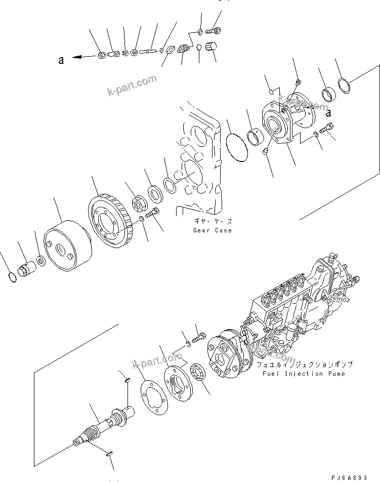 Komatsu parts book diagram for SA6D170E-2A S/N 17353-UP: FUEL INJECTION PUMP DRIVE