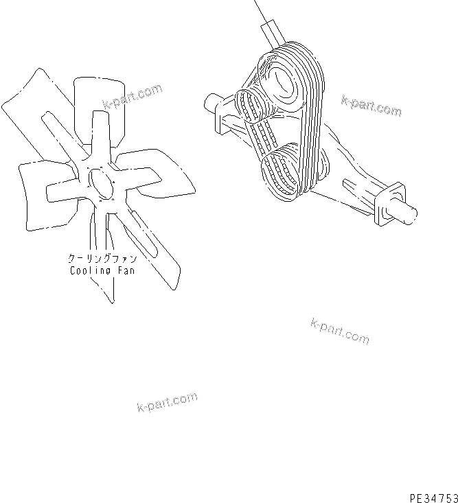 Komatsu parts book diagram for SA6D170E-2A S/N 17353-UP: FAN BELT (EC. DYNAMIC NOISE SUPPRENSSION SPEC.)(#19260-20091)