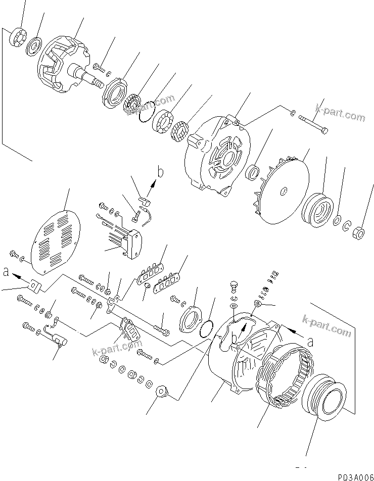 Komatsu parts book diagram for SA6D170E-2A S/N 17353-UP: ALTERNATOR (50A) (INNER PARTS)(#17353-20651)
