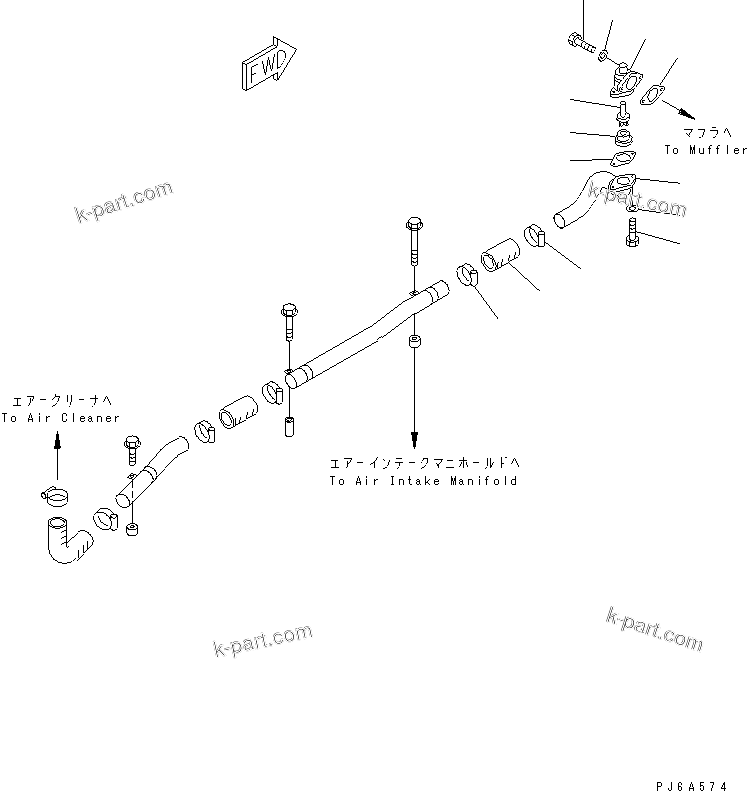 Komatsu parts book diagram for SA6D170E-2A S/N 17353-UP: MUFFLER EJECTOR(#19712-)