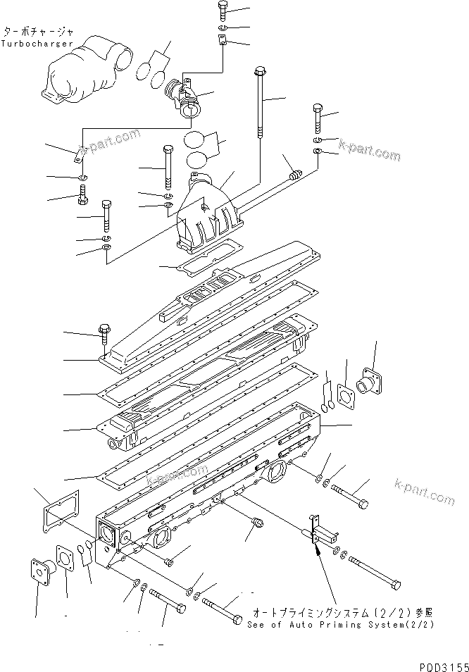 Komatsu parts book diagram for SA6D170E-2C S/N 17353-UP: AIR INTAKE MANIFOLD AND AFTER COOLER(#18669-)