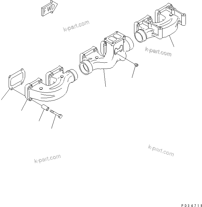 Komatsu parts book diagram for SA6D170E-2C S/N 17353-UP: EXHAUST MANIFOLD