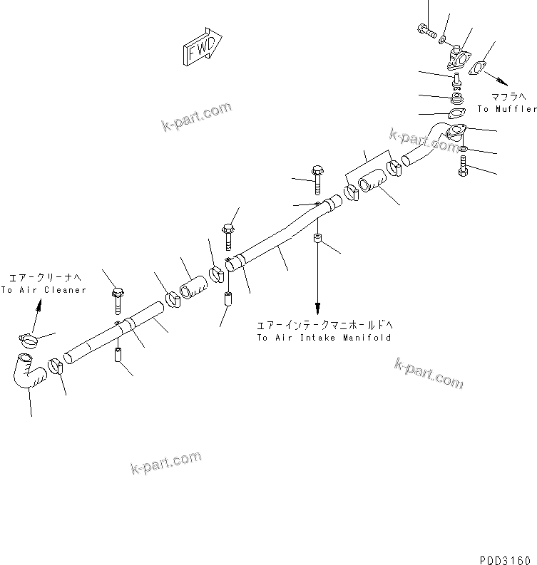 Komatsu parts book diagram for SA6D170E-2C S/N 17353-UP: MUFFLER EJECTOR PIPING(#18669-)