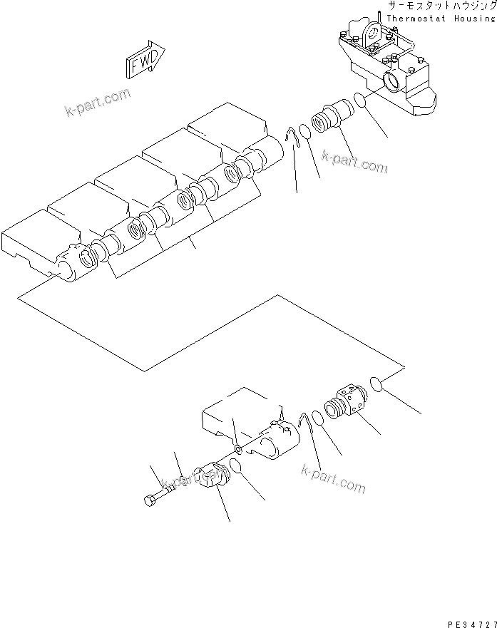 Komatsu parts book diagram for SA6D170E-2C S/N 17353-UP: WATER MANIFOLD