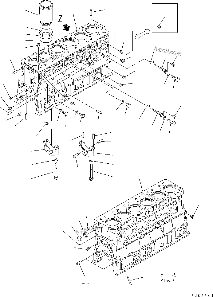 Komatsu parts book diagram for SA6D170E-2C S/N 17353-UP: CYLINDER BLOCK(#19340-)