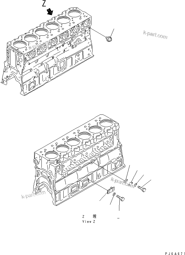Komatsu parts book diagram for SA6D170E-2C S/N 17353-UP: CYLINDER BLOCK BLIND COVER(#19340-)