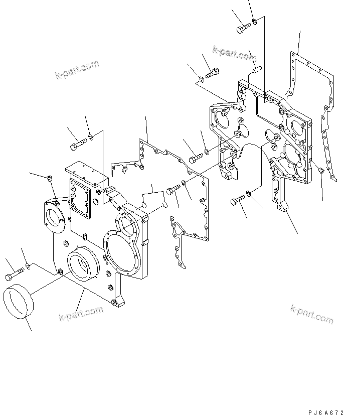 Komatsu parts book diagram for SA6D170E-2C S/N 17353-UP: FRONT COVER(#19340-)
