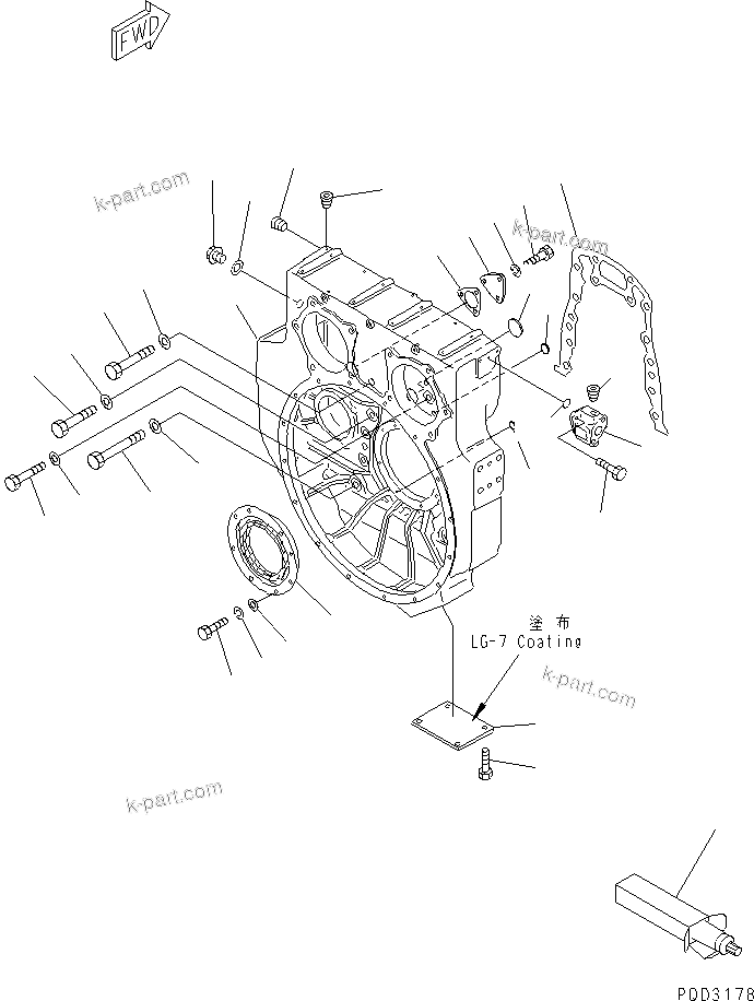 Komatsu parts book diagram for SA6D170E-2C S/N 17353-UP: FLYWHEEL HOUSING(#18669-)