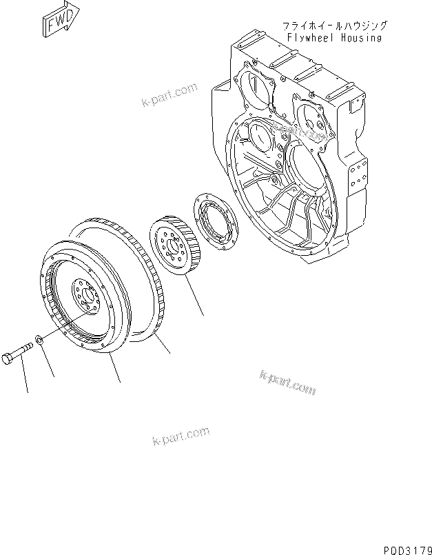 Komatsu parts book diagram for SA6D170E-2C S/N 17353-UP: FLYWHEEL(#18669-19572)