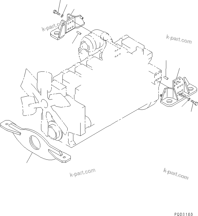Komatsu parts book diagram for SA6D170E-2C S/N 17353-UP: ENGINE MOUNTING(#18669-)