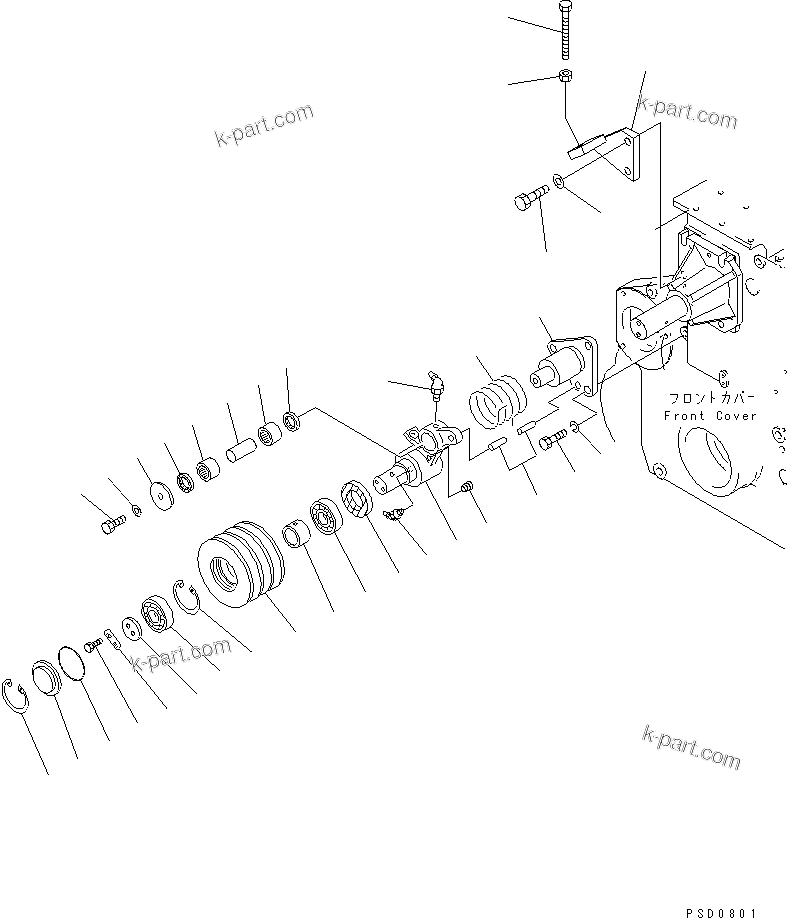 Komatsu parts book diagram for SA6D170E-2C S/N 17353-UP: TENSION PULLEY(#18669-)